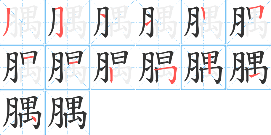 腢字筆畫寫法