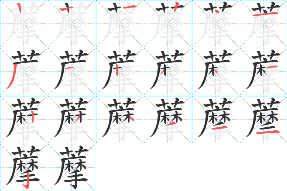 藦字筆畫(huà)寫(xiě)法